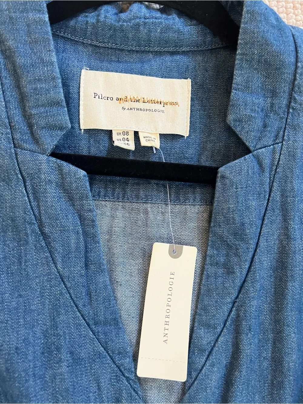 Anthropologie pilcro jinxed Denim Belted Jumpsuit in Medium Blue